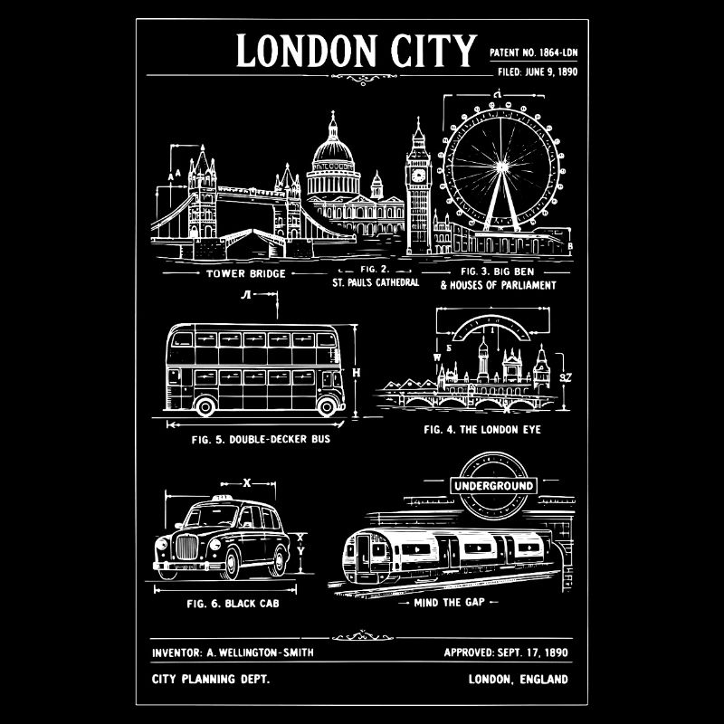 London Skyline Blueprint Tee