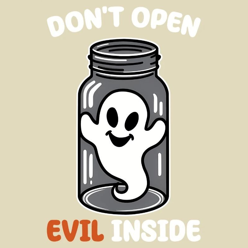 Don't open it – evil in it! Funny ghost design