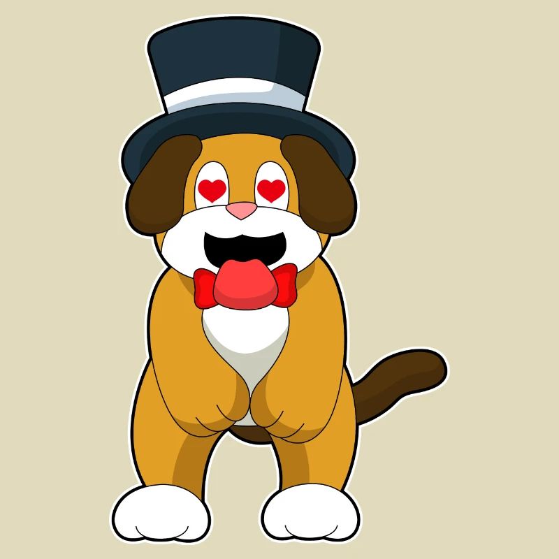 Mariage avec le marié chien avec haut-de-forme