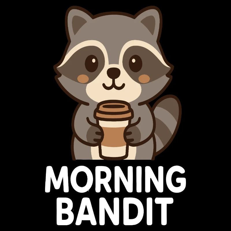 Cuddly raccoon with coffee cup