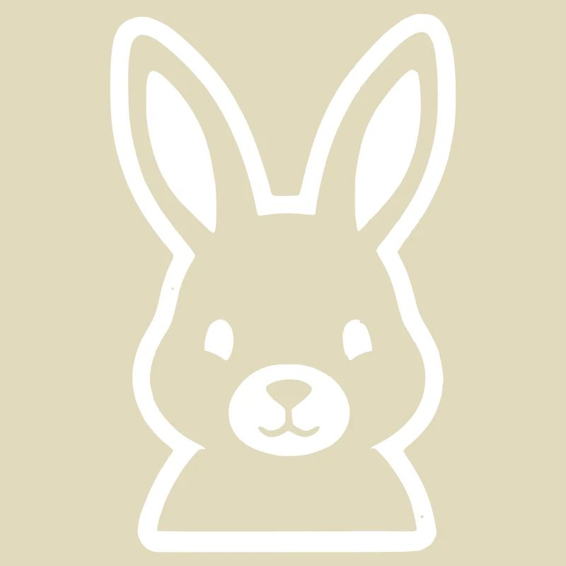 Bunny Head Outline Comic Sticker Vector