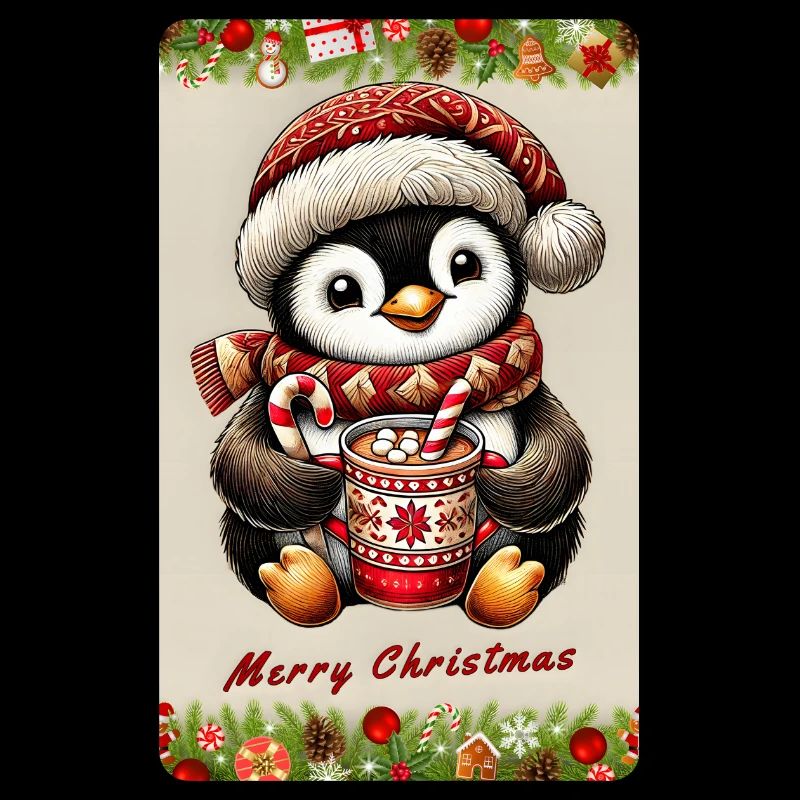Pingouin de Noël au chocolat chaud