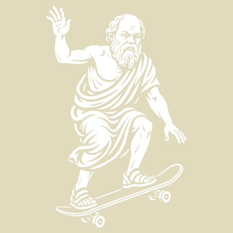 Ancient Philosopger Socrates on a Skateboard