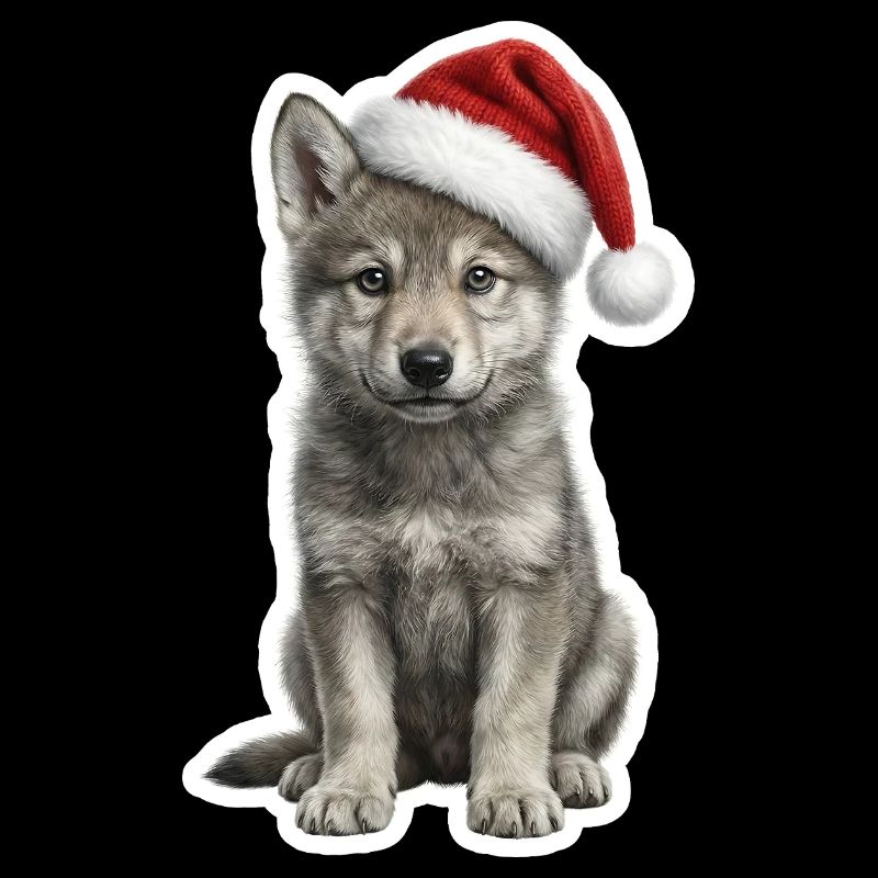 Wolf Puppy - Cute Santa Hat