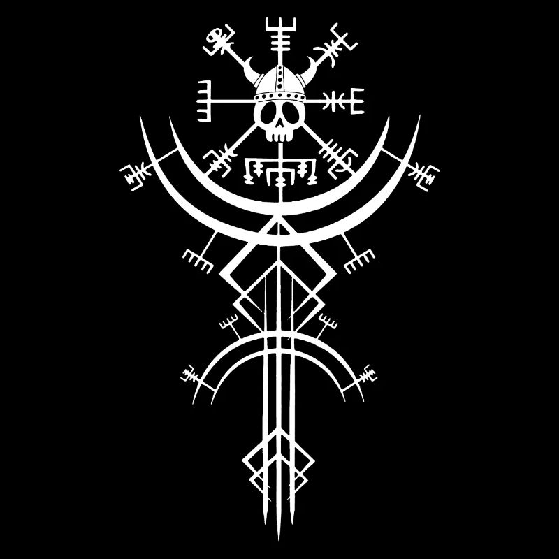 Weißer Totenkopf und Wikinger-Kompass