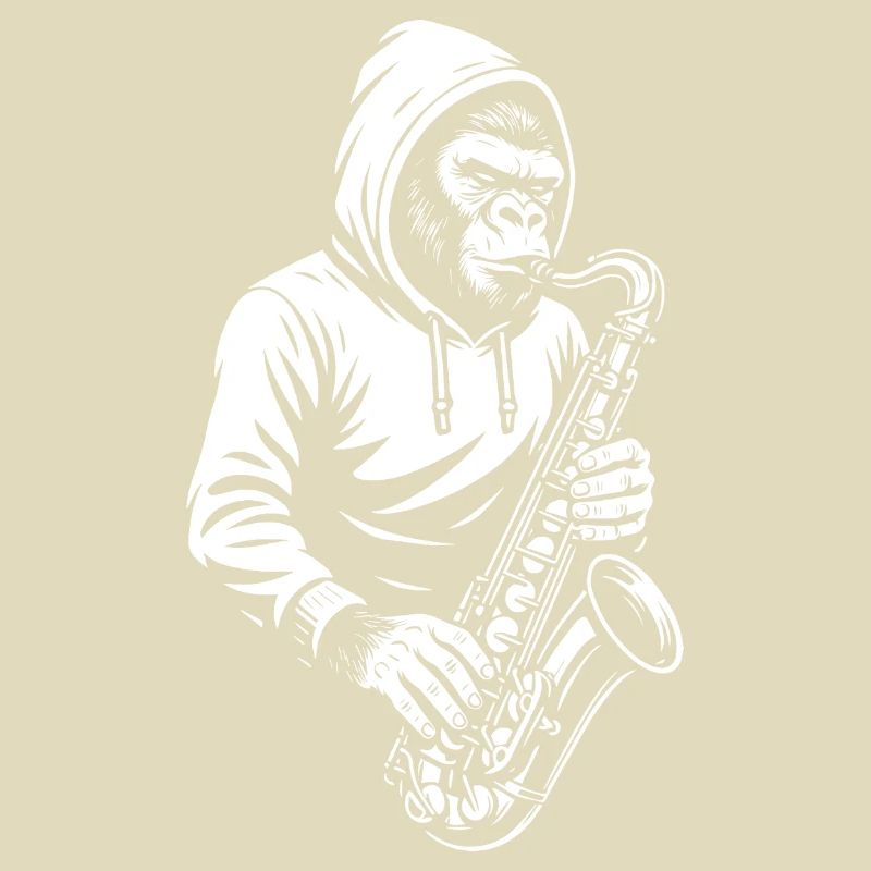 Affe im Kapuzenpullover Saxophon Design