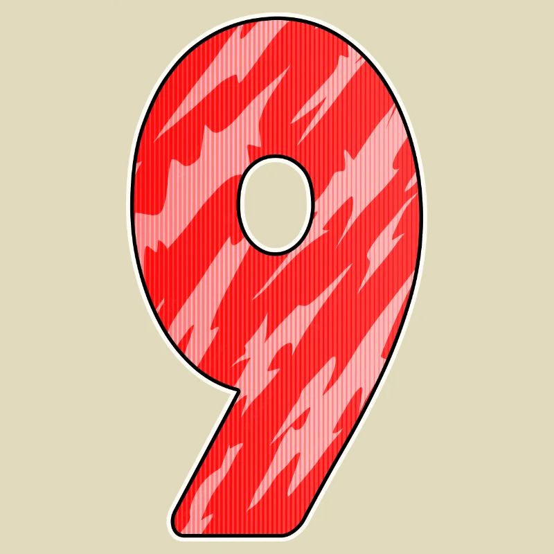 Number 9 - Nine - 9 Motif Red Pattern