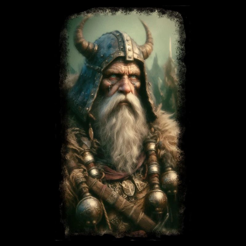 Mythischer Wikingerkrieger mit Hornhelm