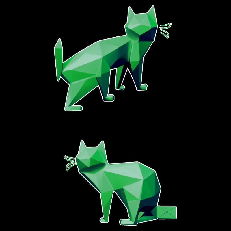 Green Geometry Cats Duo