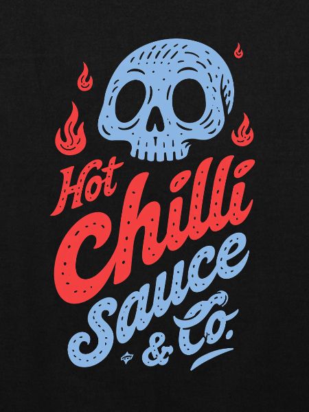 Blauer Totenkopf Chili-Sauce Design