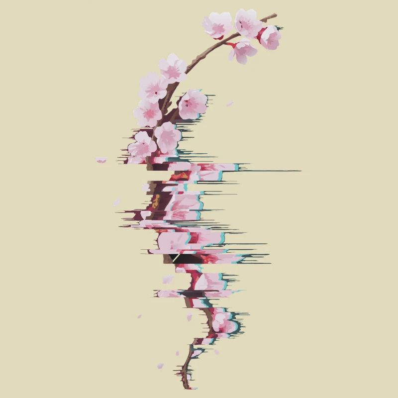 Glitch Cherry Blossom Modern Blossom Branch