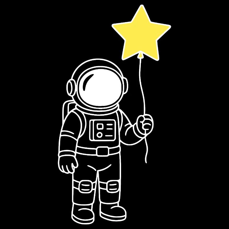 Astronaute avec ballon étoile – Œuvre d’art de l’espace