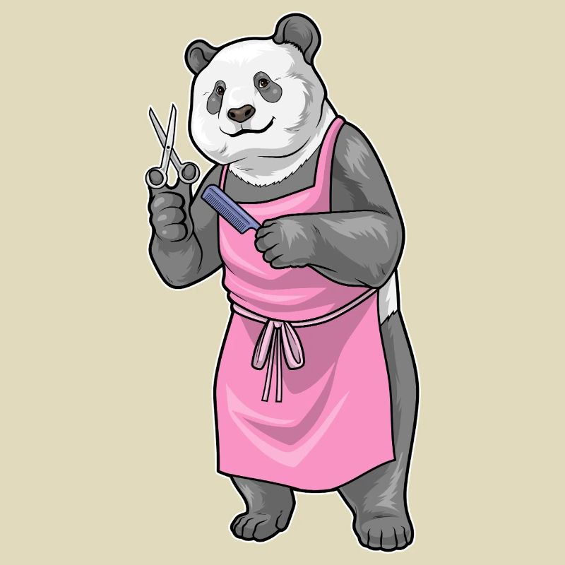 Panda Coiffe Ciseaux Peigne