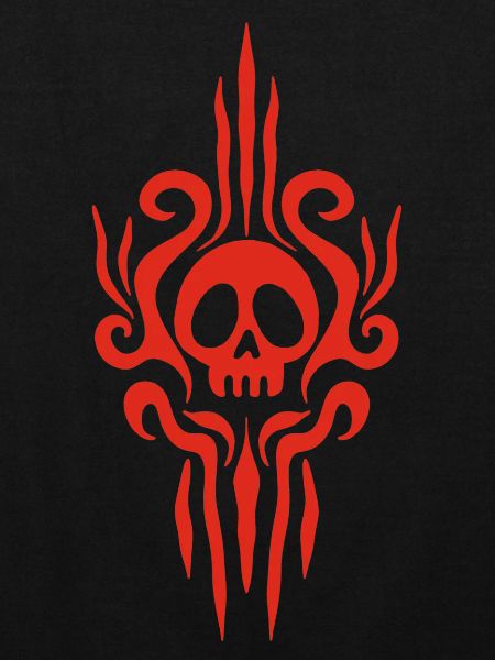 Crâne rouge et tatouage