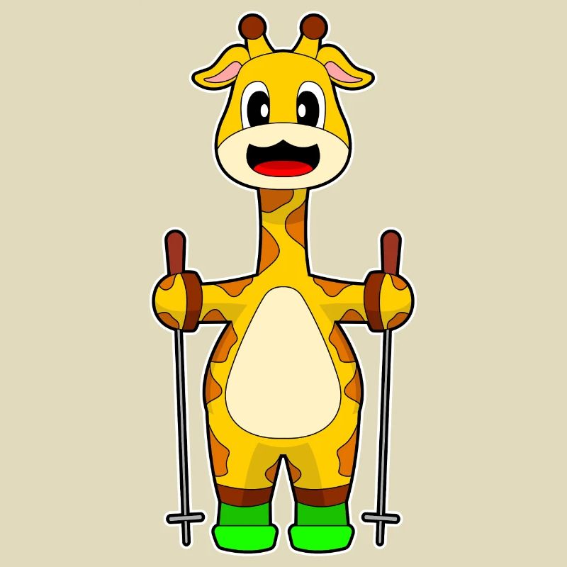 Giraffe Ski Skier Bâtons de ski