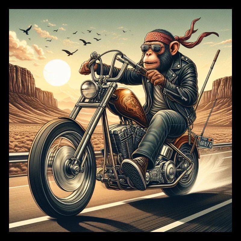 Cool monkey on a chopper