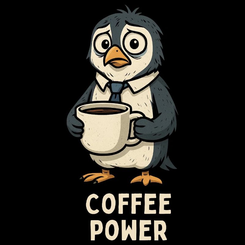 Kaffee-Pinguin im Bürolook