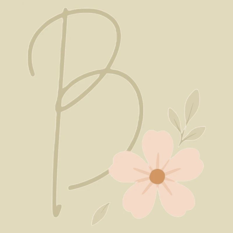 B Floral : Initiale avec fleur de corail