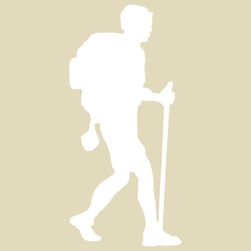 Hiker backpacker white