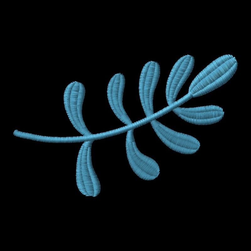 Light blue leaf embroidered