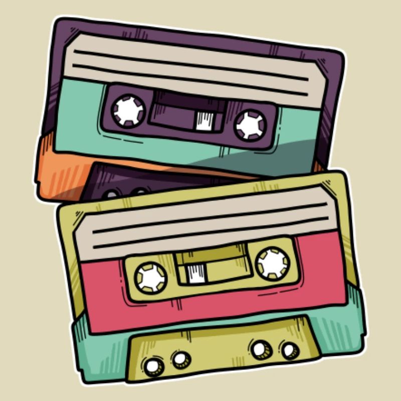 Colored retro cassette tapes