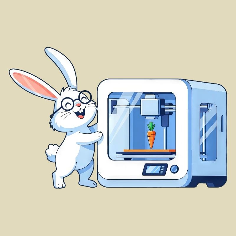 Funny Rabbit Nerd Programmer 3D Printer
