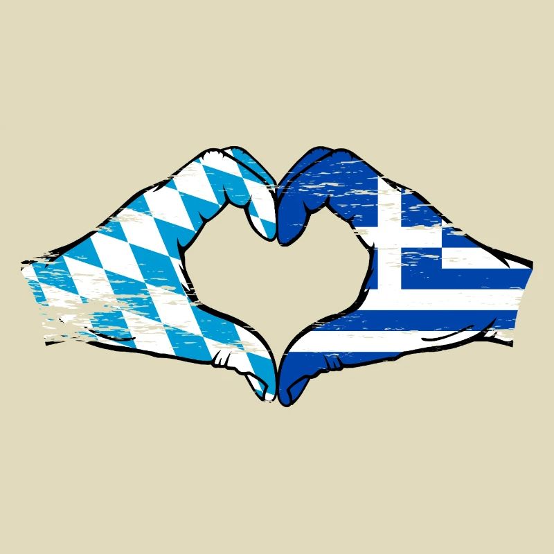 Bavière, Grèce, Drapeau, Mains, Coeur, Forme Utilisé
