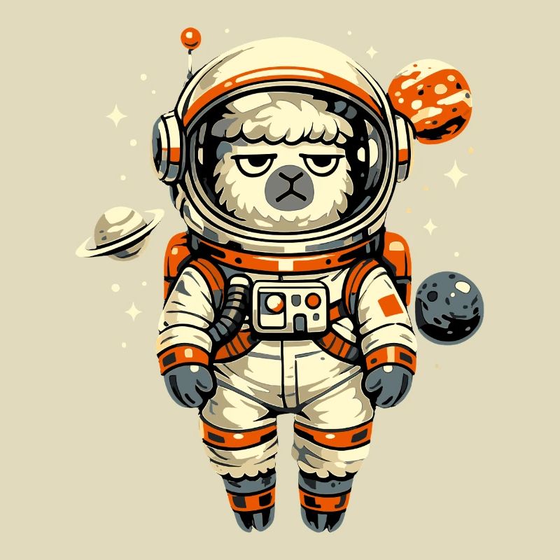 Grumpy Alpaca Astronaut in Space