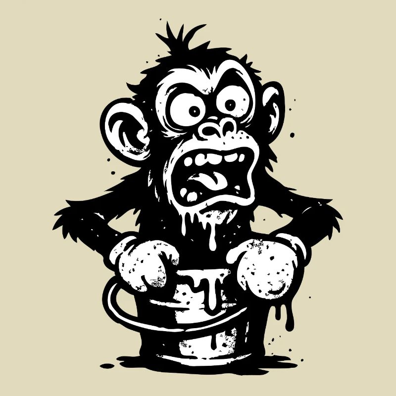 Monkey in a Bucket | Shocked monkey with dripping design