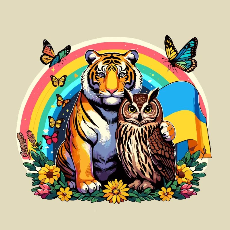 Tiger Eule Regenbogen