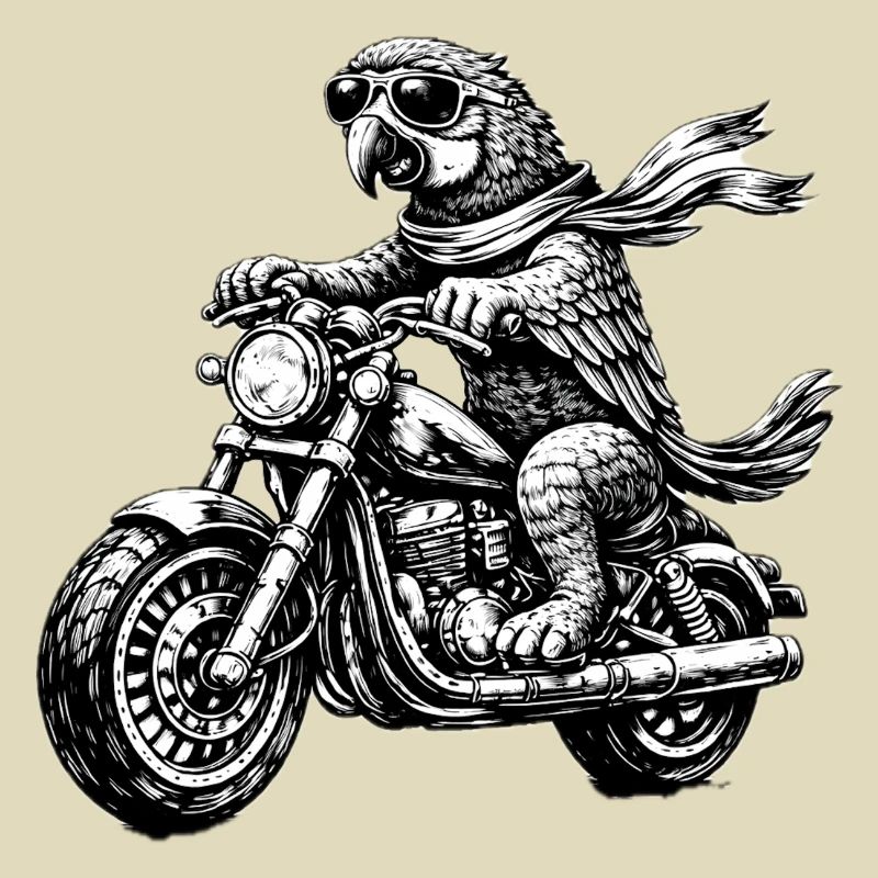 Biker Ara | Parrot on Motorcycle