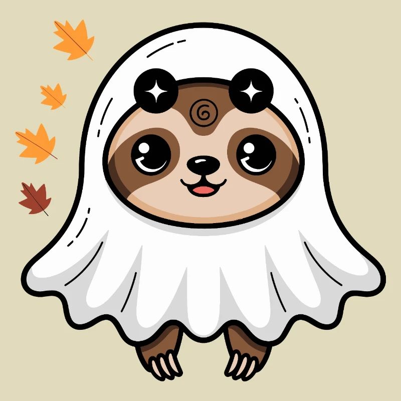 Cute Sloth Halloween Ghost Design with