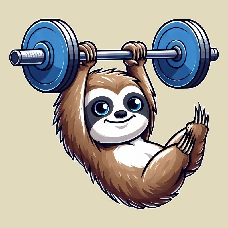 Sloth Dumbbell Pull-Up Workout Funny