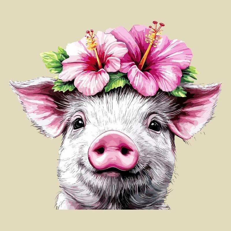 Cochon à couronne d’hibiscus