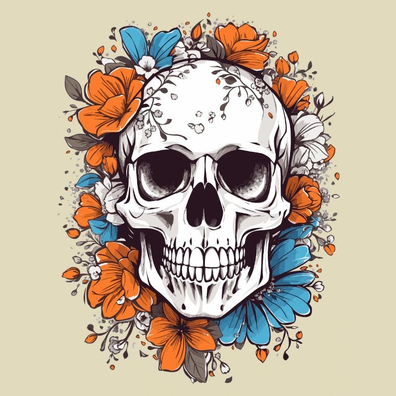 Crâne avec des fleurs