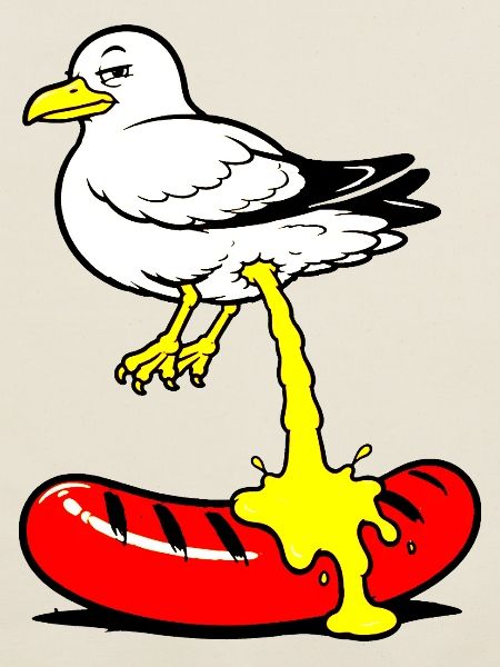 Bratwurst mit Senf, Vogel