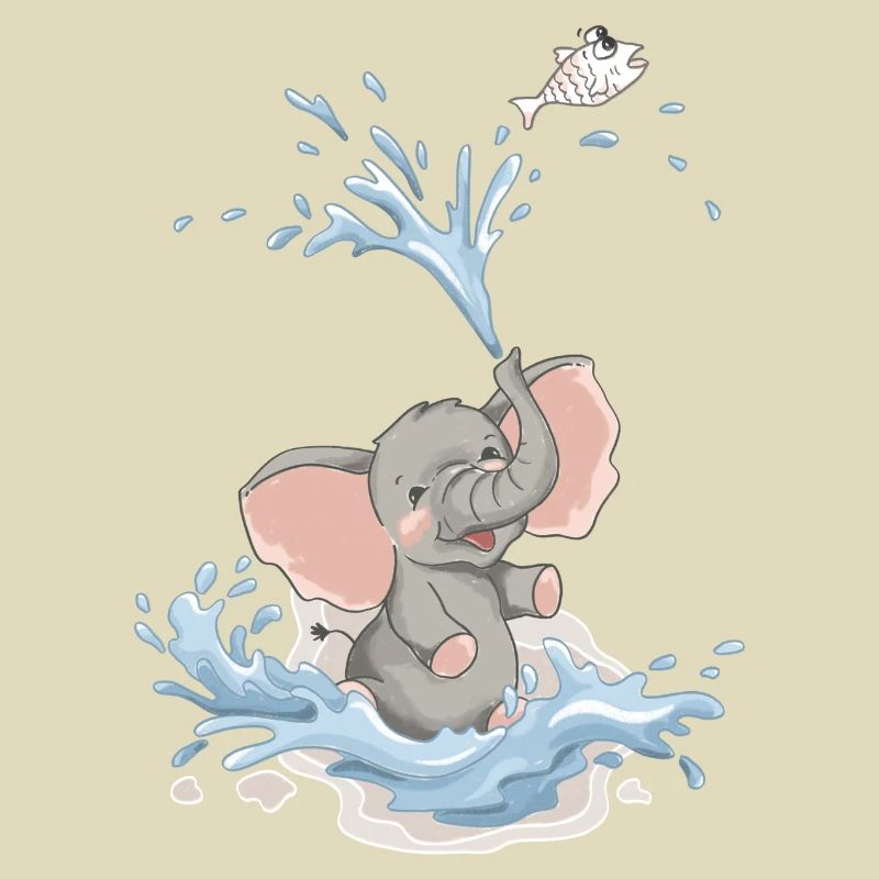 Bébé éléphant Éléphant Éclaboussure d’eau Eau Baignée d’été
