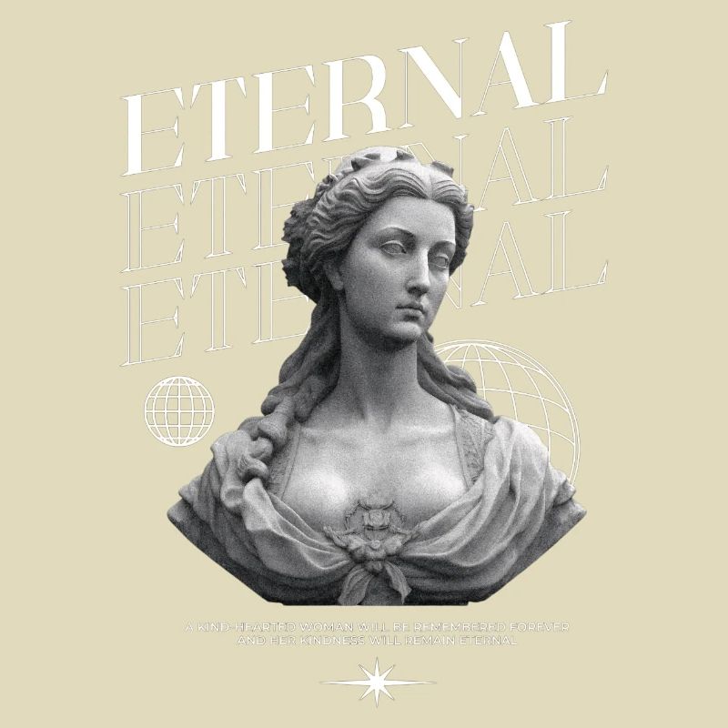 Bonté éternelle : Statue, collage globe