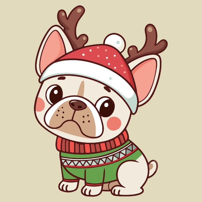 Chiot Noël Bonnet et Pull Vert