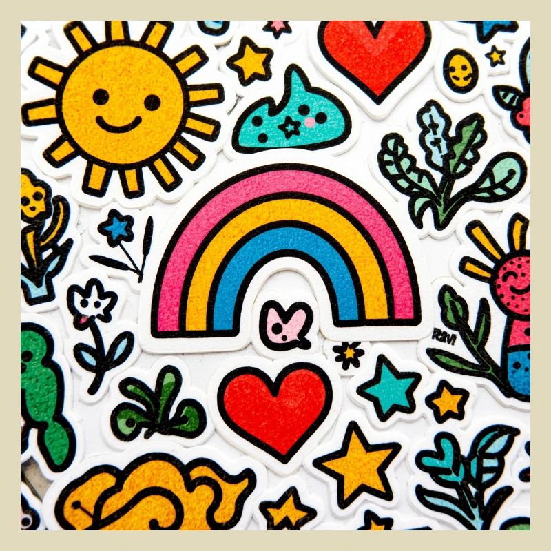 Joyeux doodle arc-en-ciel