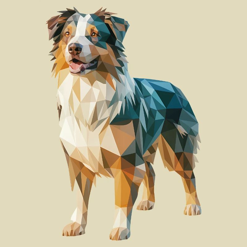 Australian Shepherd - Cool Low Poly  Logo