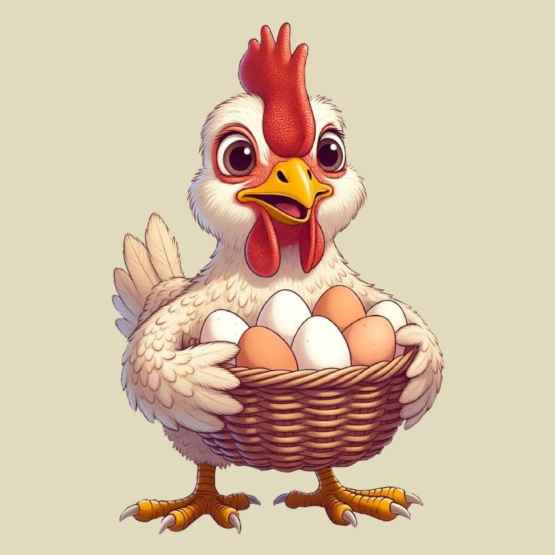 Huhn mit Eierkorb
