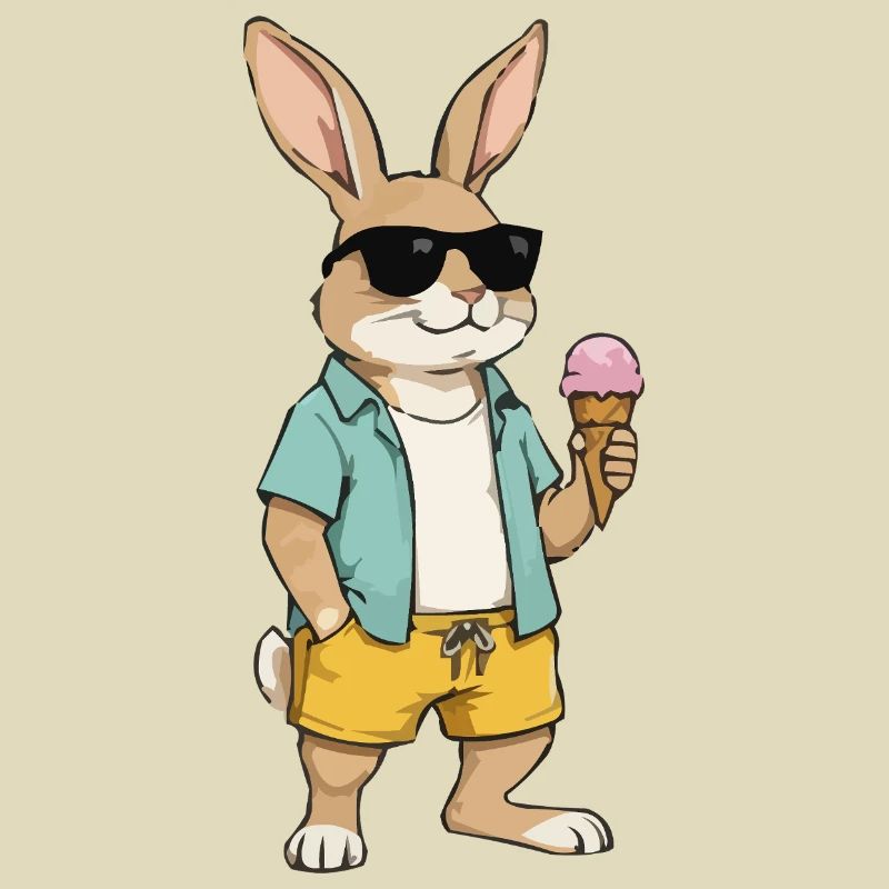 Sonnen Hase mit Eis am Strand