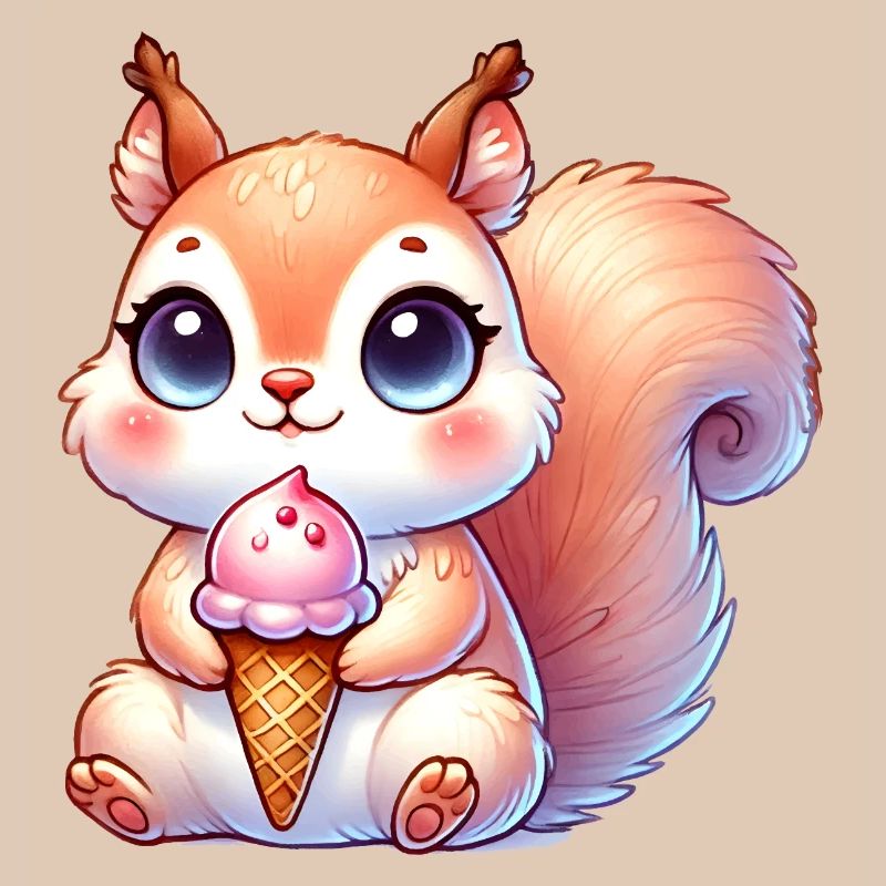 L’écureuil mignon déguste une glace colorée