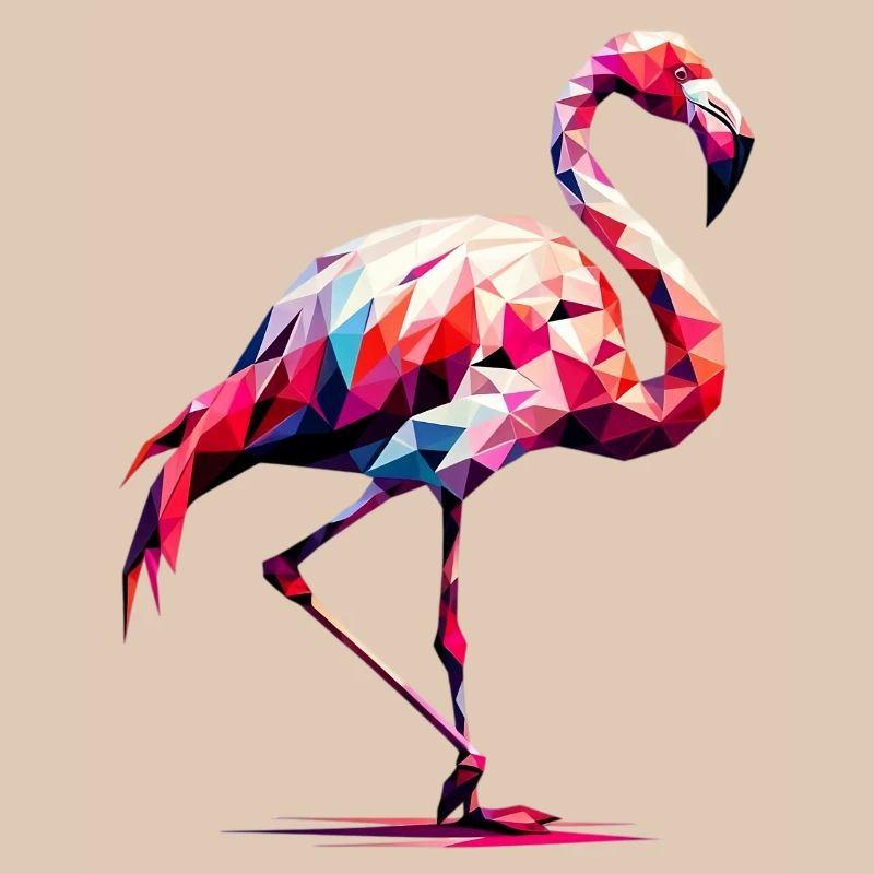 Flamant rose polygonal
