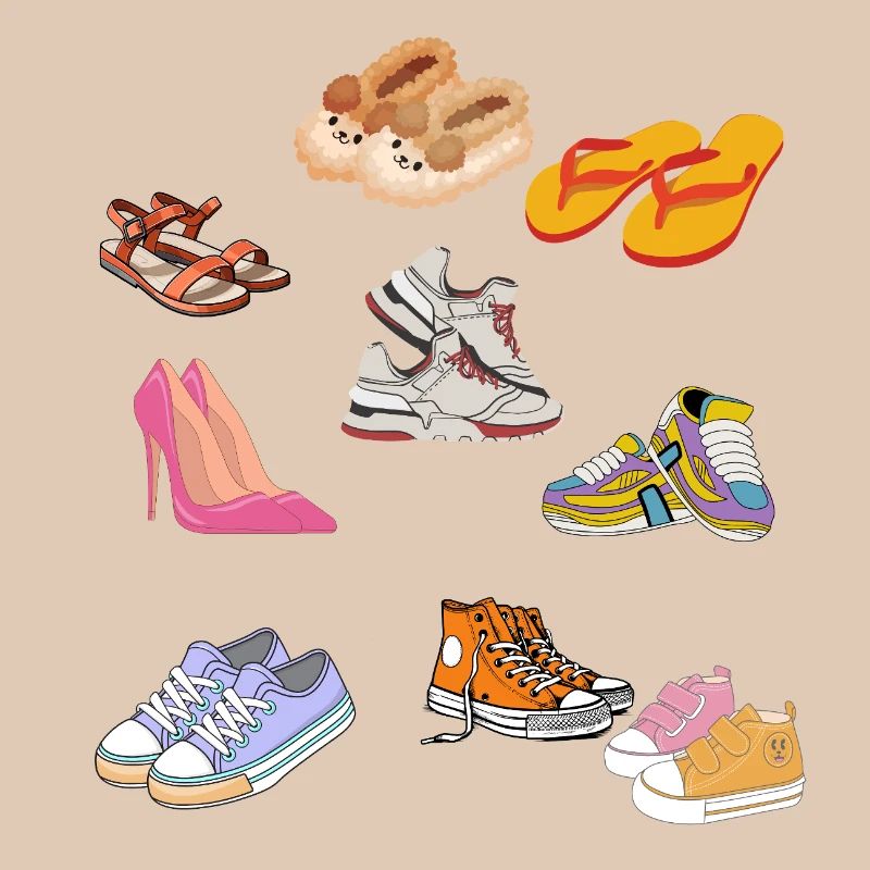 Collection de pantoufles et de baskets pastel mignonnes