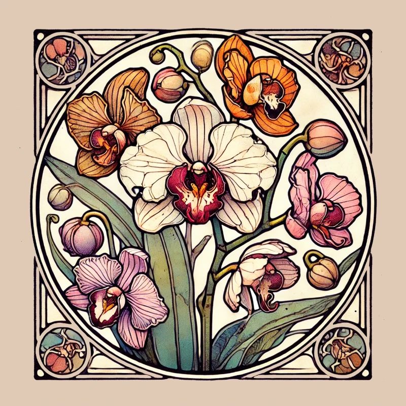Orchideen-Buntglas-Kreis