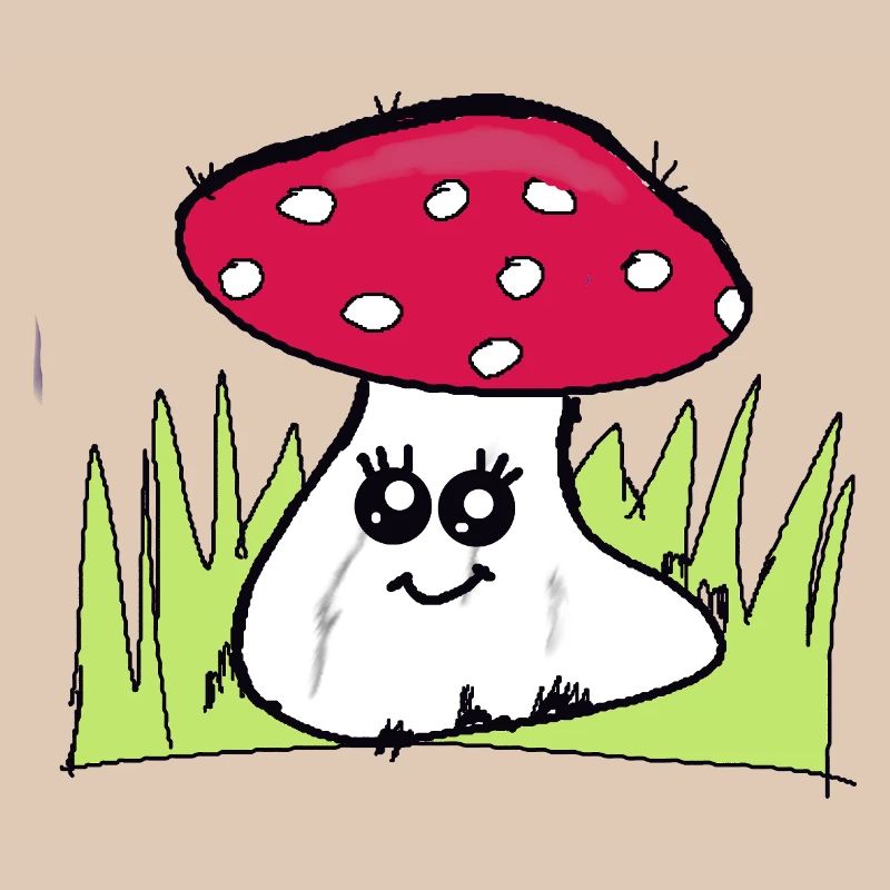 Zwinkernder Pilz mit rotem Hut