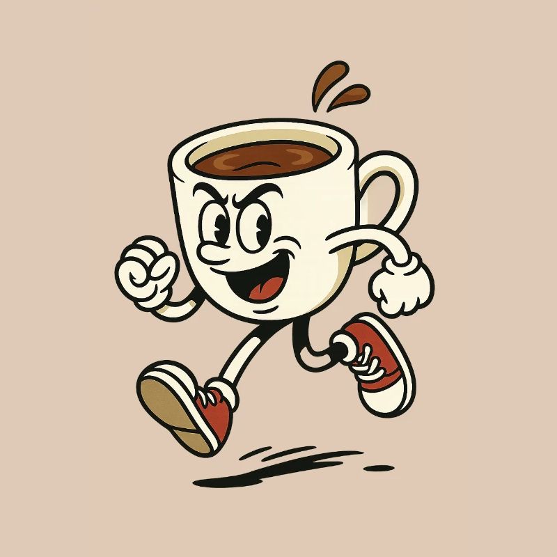 Lebendige Kaffeetasse Laufdesign