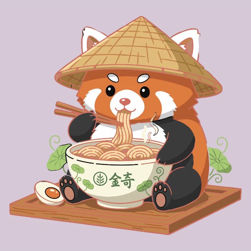 Panda Ramen mit Strohhut